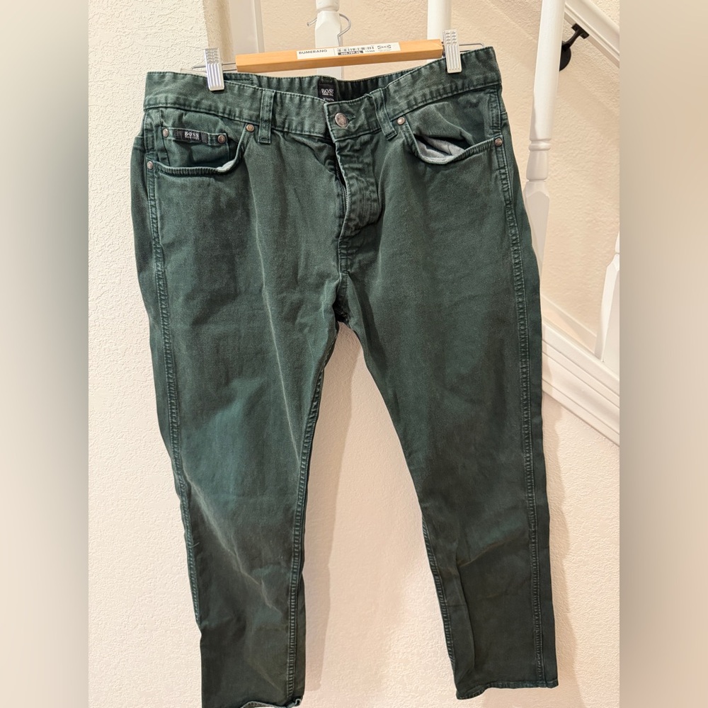 Hugo Boss Olive Green Denim Pants